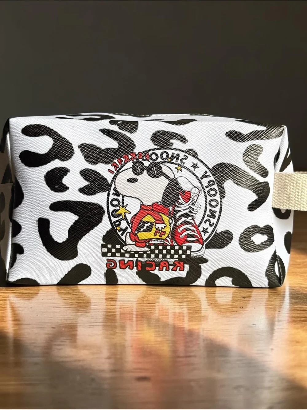 Snoopy Racing Leopard Print Cosmetic Pouch